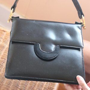 Black Leather with Suede Trim Handbag